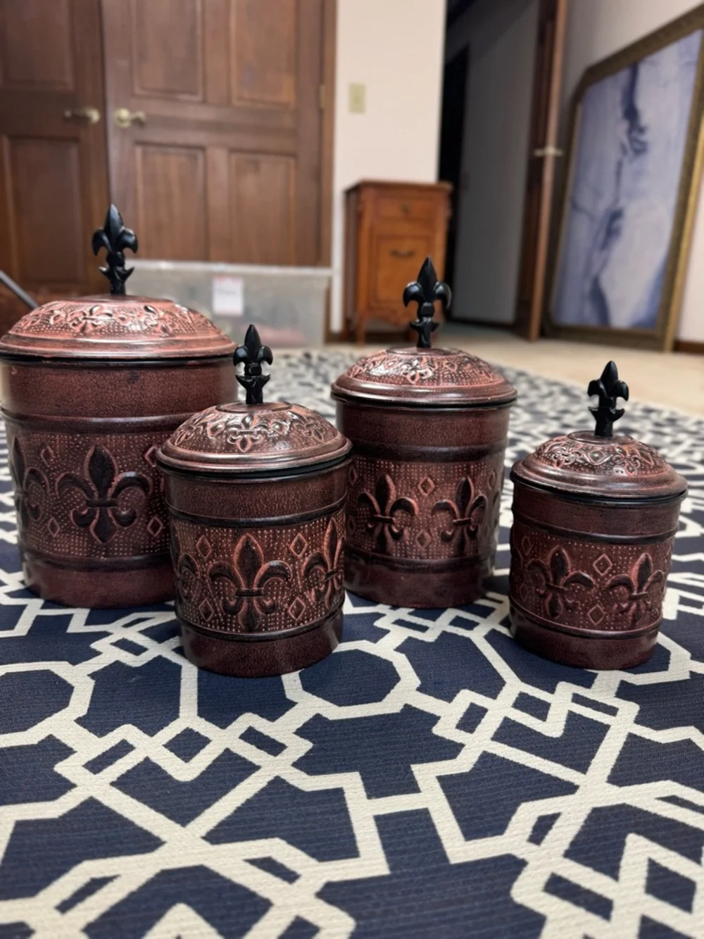VTG Odi Hammered Copper Canister Set Of 4 Nesting Canister Made In India